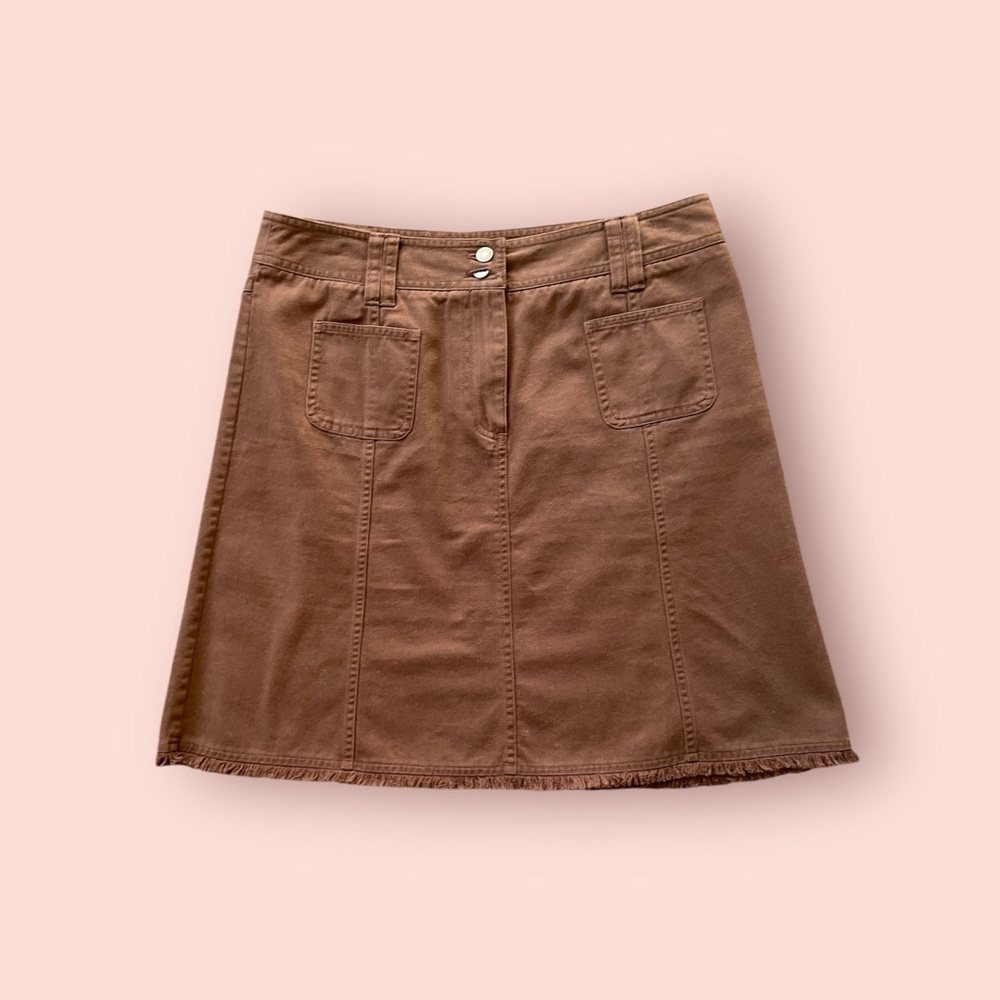 #055, Harold’s Vintage brown denim skirt, size 10